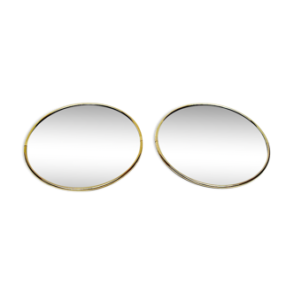 Pair of mirrors golden brass tower. 60cm