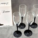 Flutes à champagne LUMINARC • Pied noir • Lot de 4