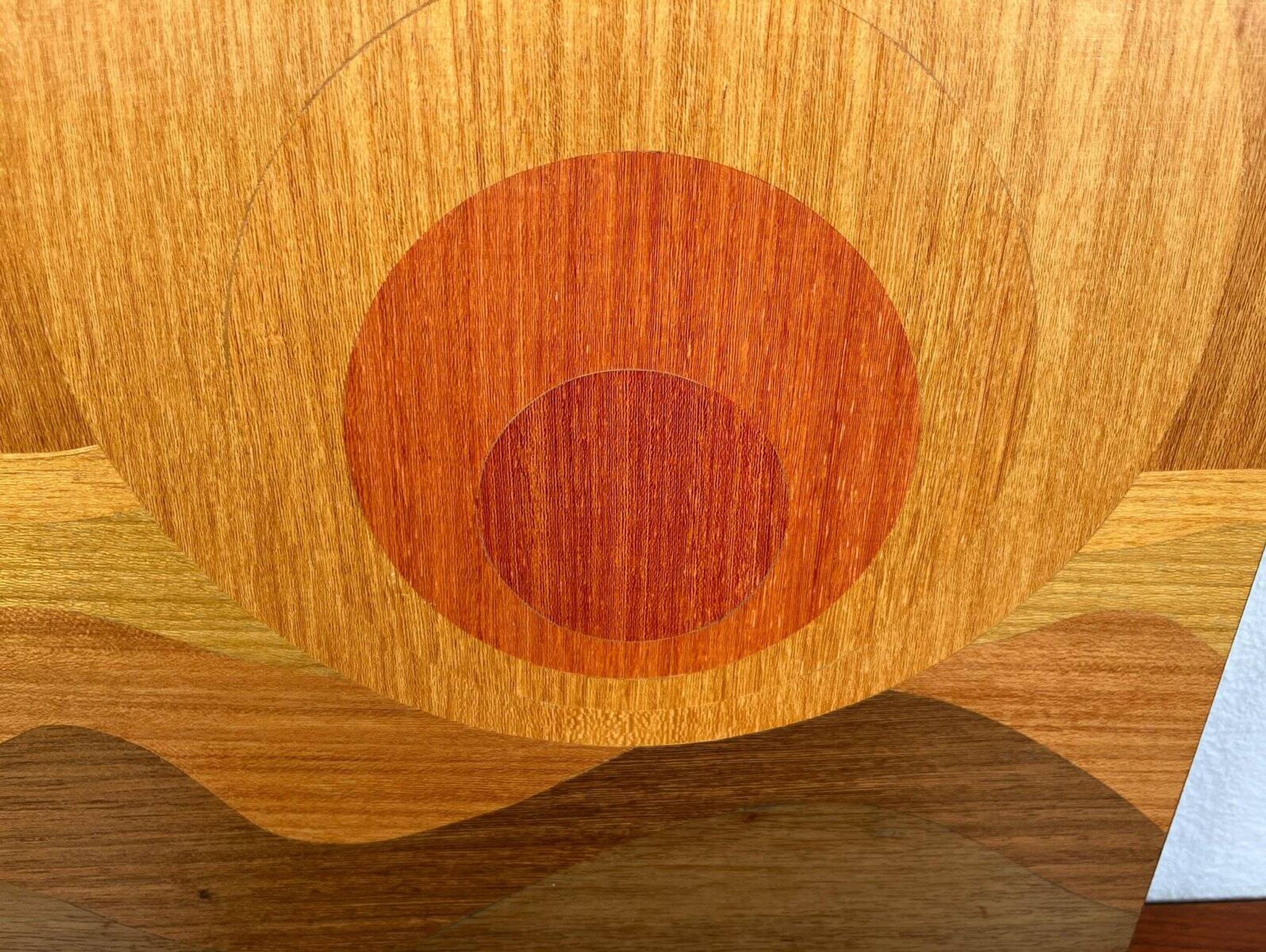 Mid-century wood veneer intarsia wall panel, 1960s