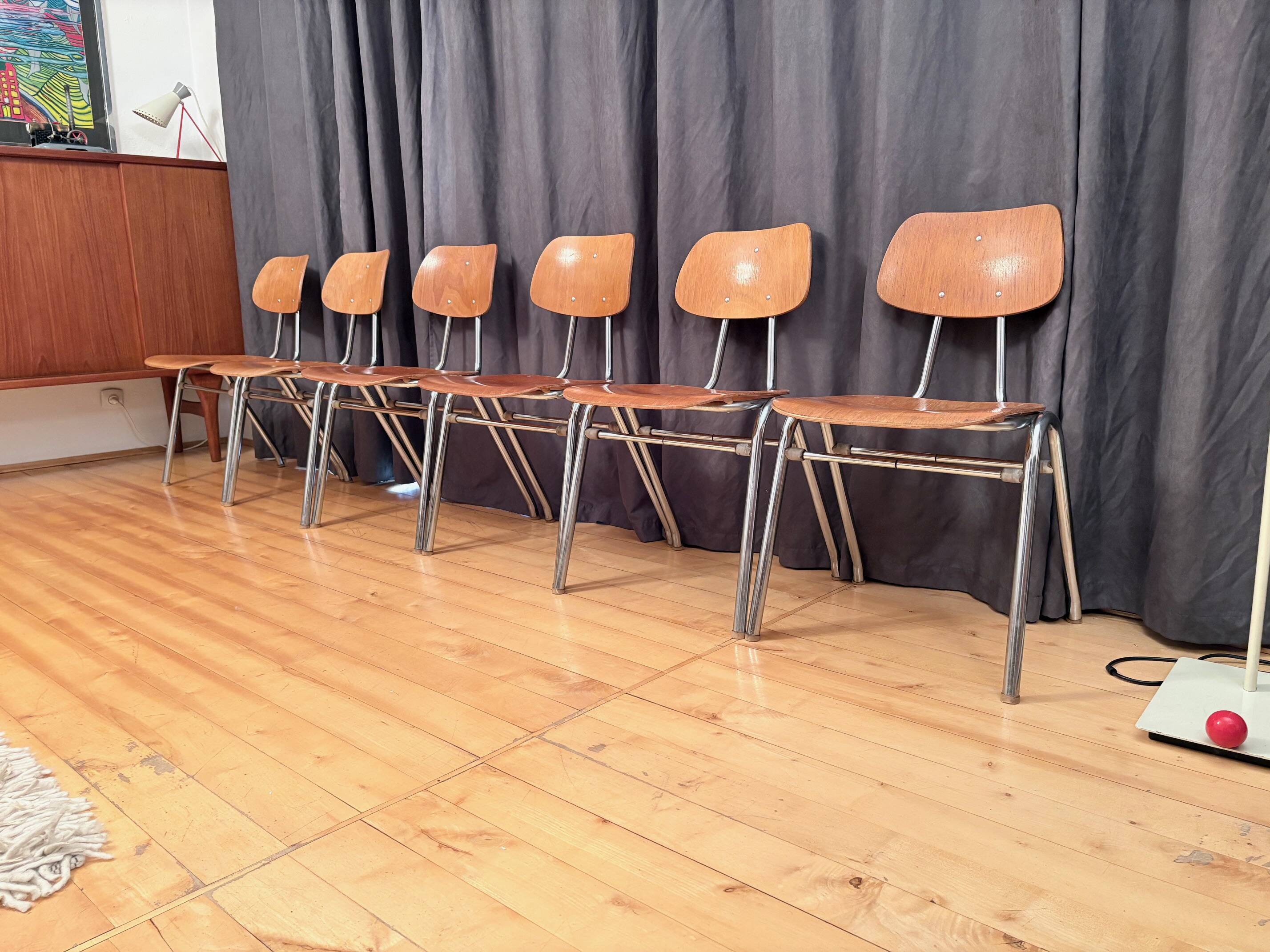 Set of six KN-38 chairs designed by Karl Nothhelfer for VS Möbel, Germany,