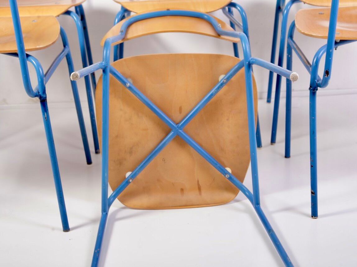 Vintage School Chairs, Set of 6