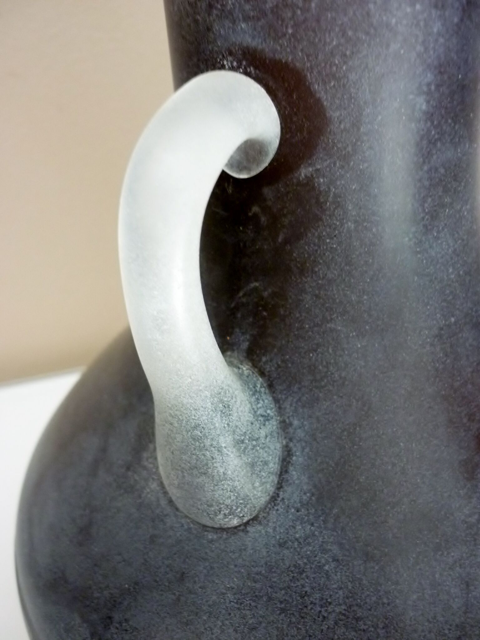 Murano scavo art blown and cut glass vase, ancient Greek style, sandblasted texture