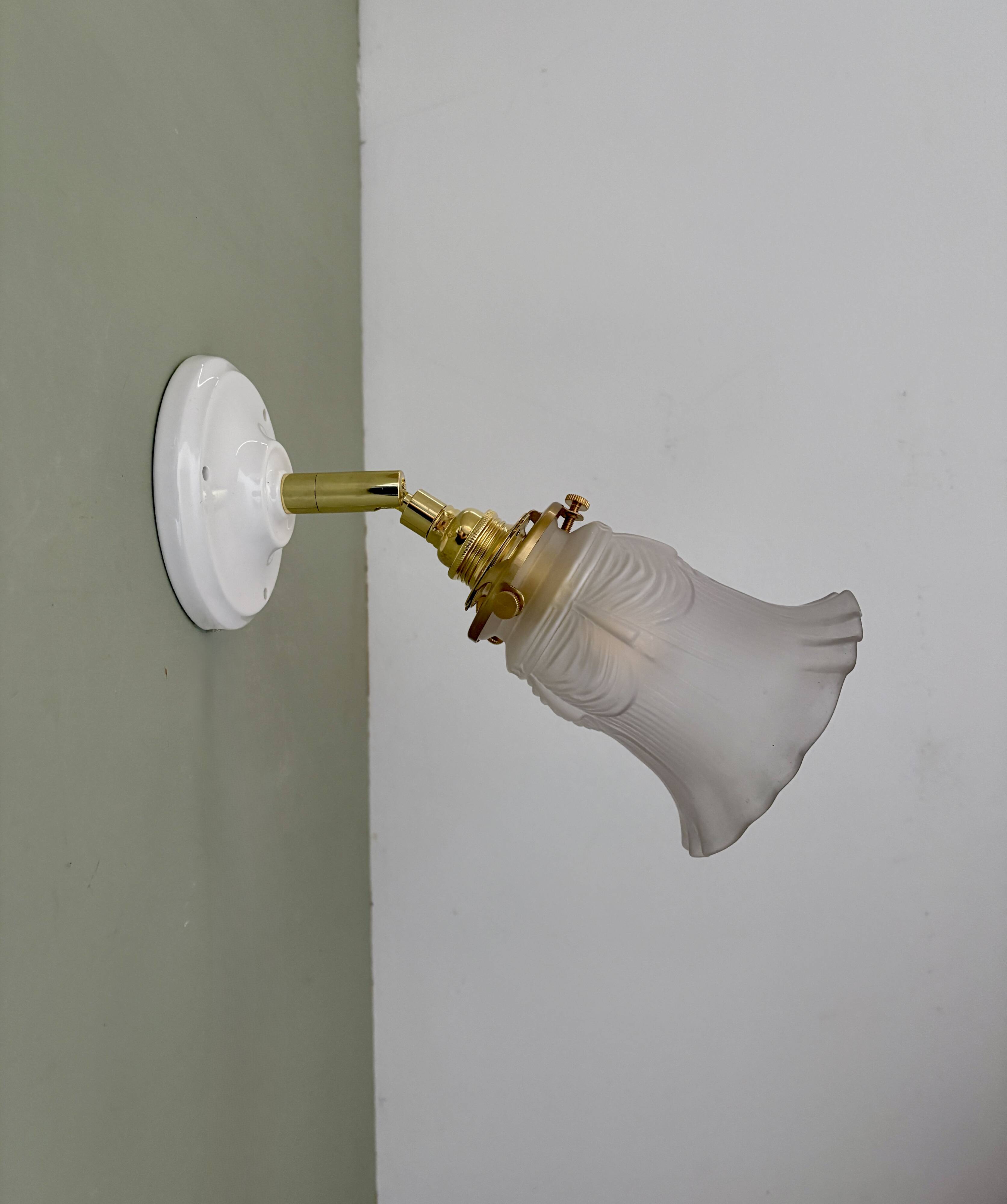 Vintage frosted glass tulip wall lamp