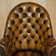 Fauteuil Chesterfield directeur ou capitaine Art Déco en cuir restauré