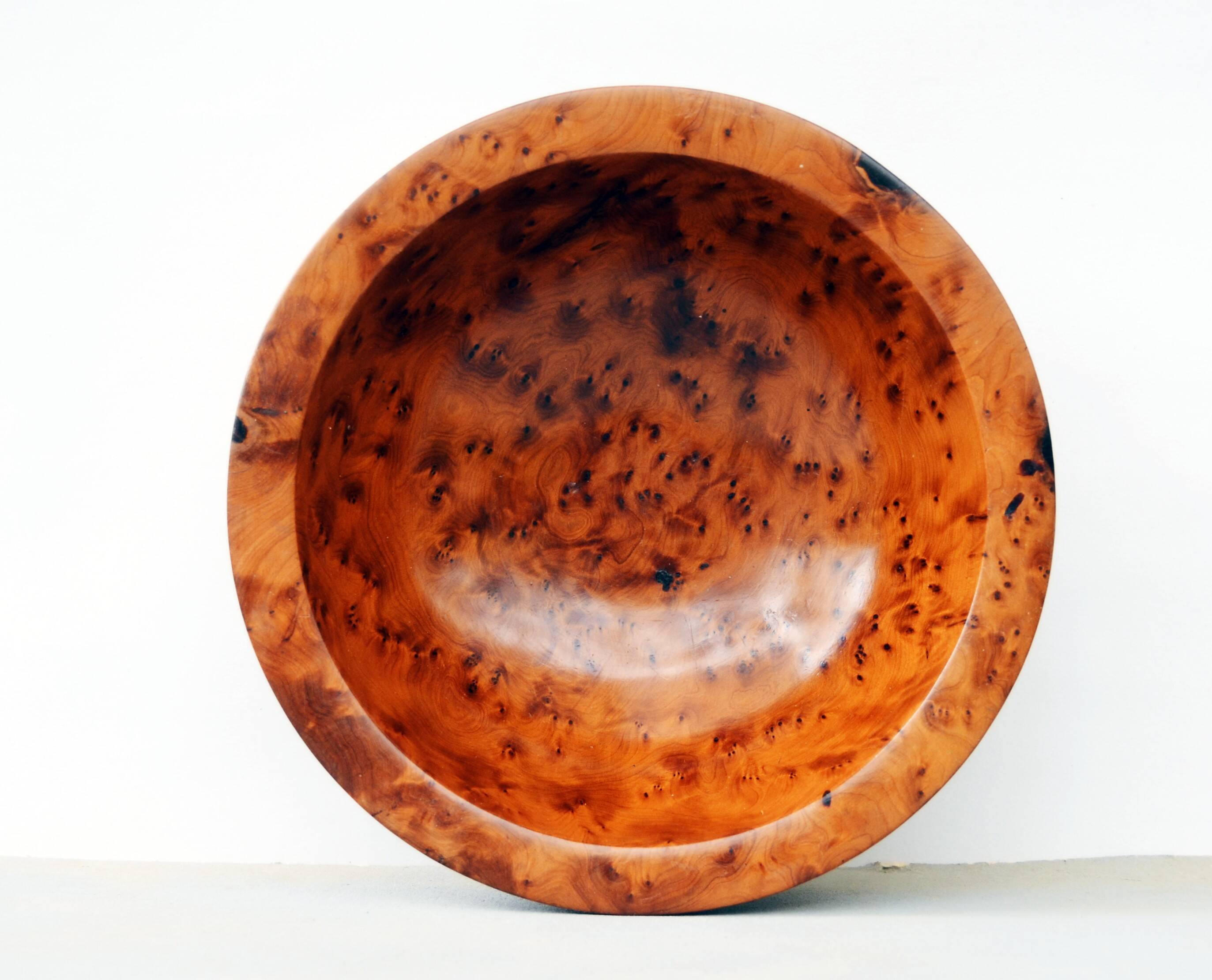 Mid Century Turned Oak Burl Bowl  Centerpiece Bowl