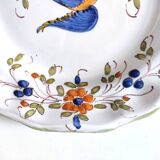 Moustiers earthenware decorative plate with bird