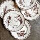 6 HB & Cie brown ironstone dessert plates