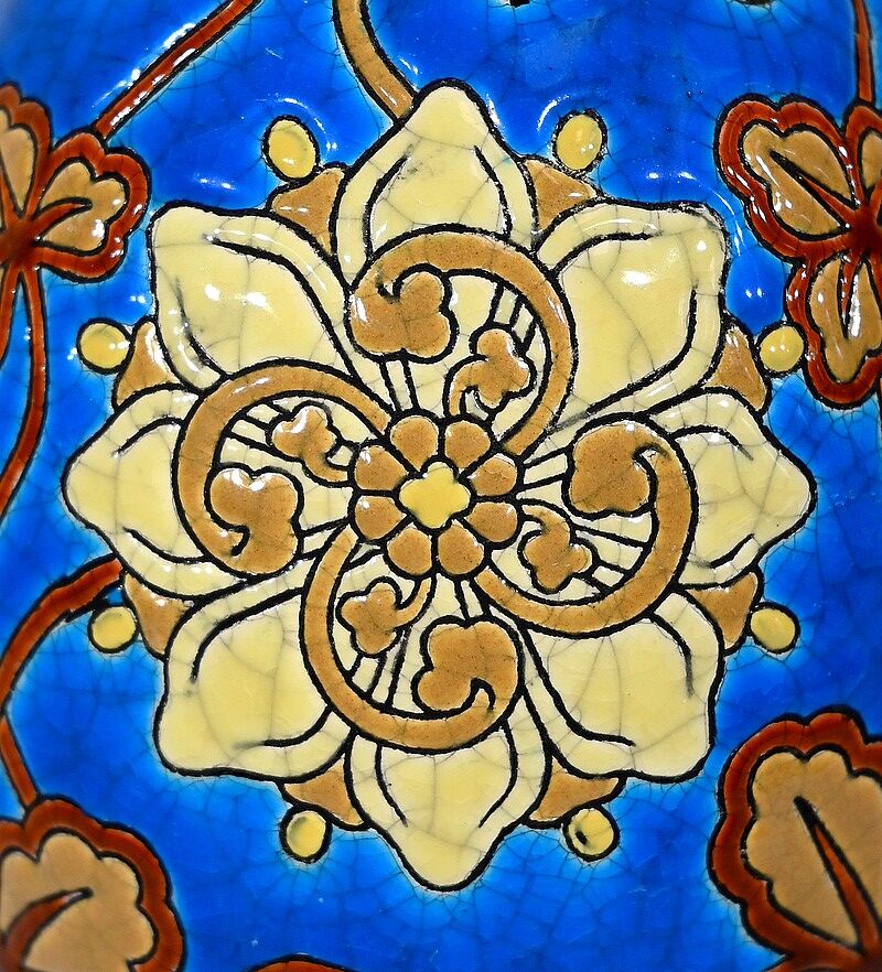 Vase decorated with flowers in enamels of longwy – early twentieth century