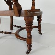 Chaise de bureau victorienne en acajou et cuir