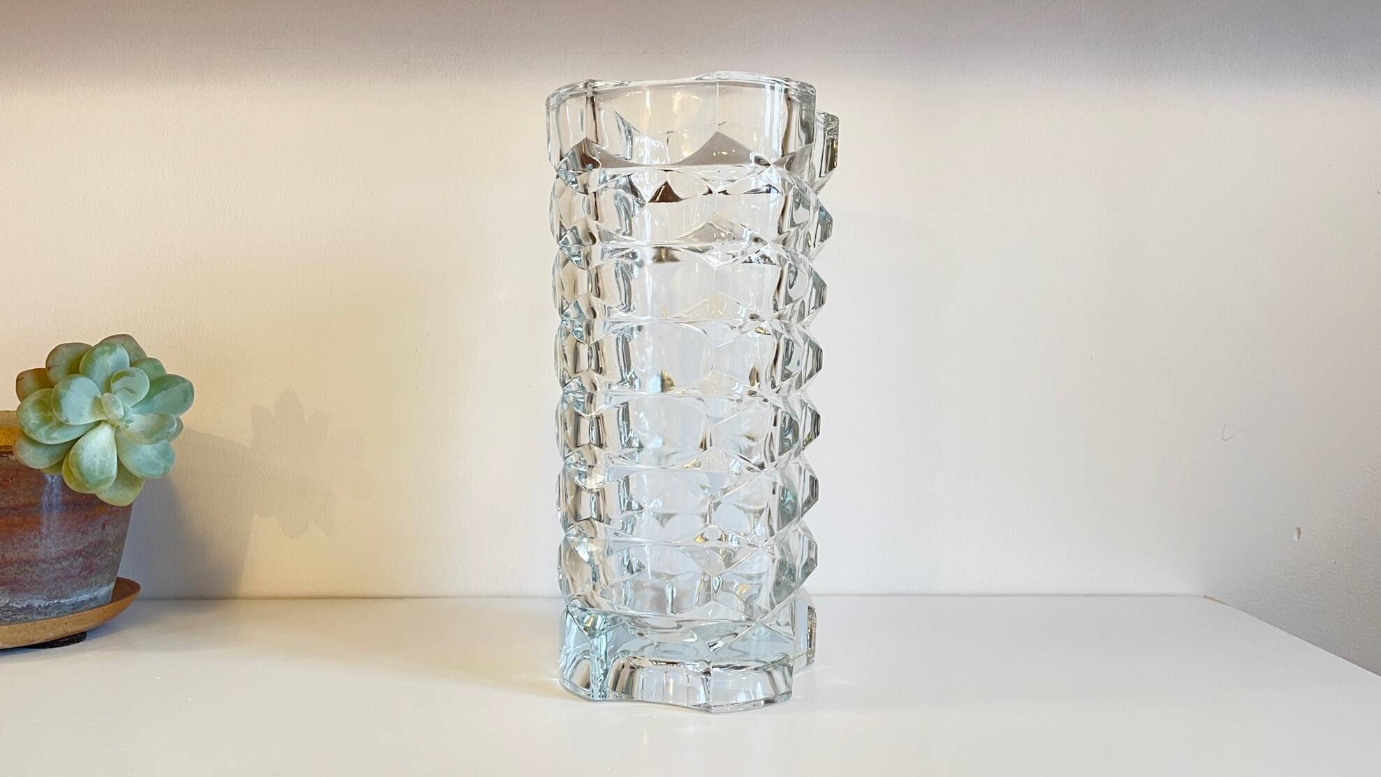 Geometric semi-crystal vase 1950s