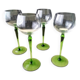 4 Alsatian white wine glasses in plain glass