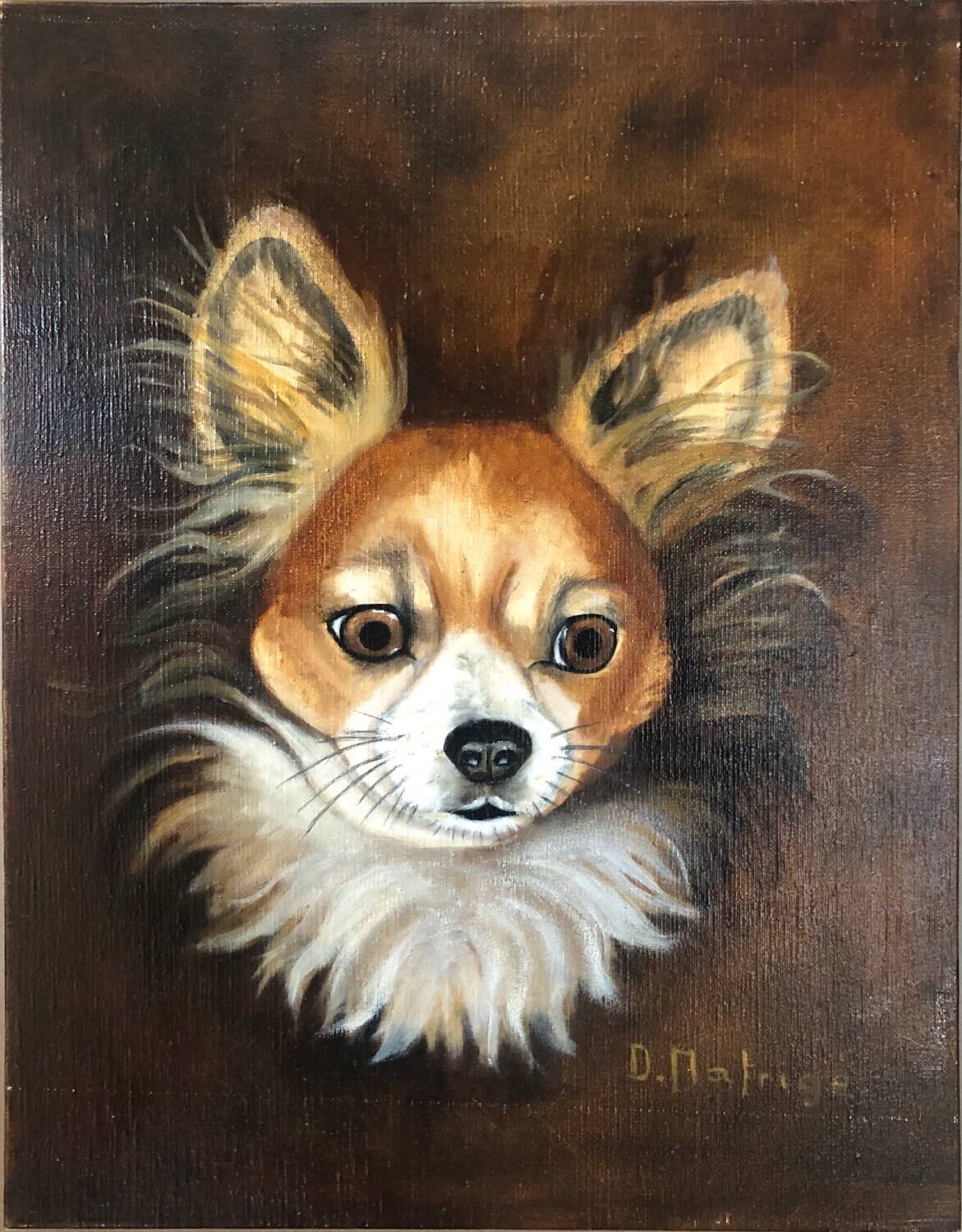 Oil on canvas dog portrait