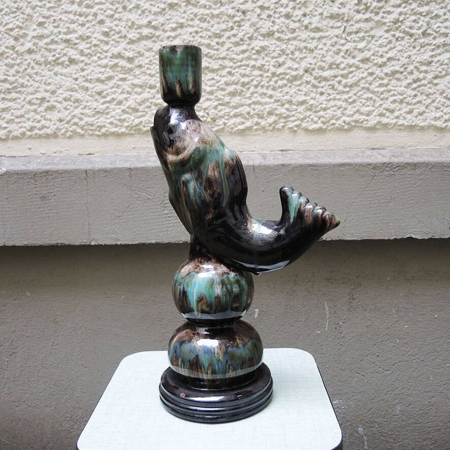 Old fish-shaped ceramic lamp base