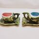 2 cups + 2 saucers in majolica slip ceramic zoomorphic snail shape