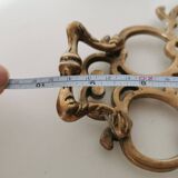 Trivet, tray with openwork brass handles, apple patterns, 70s