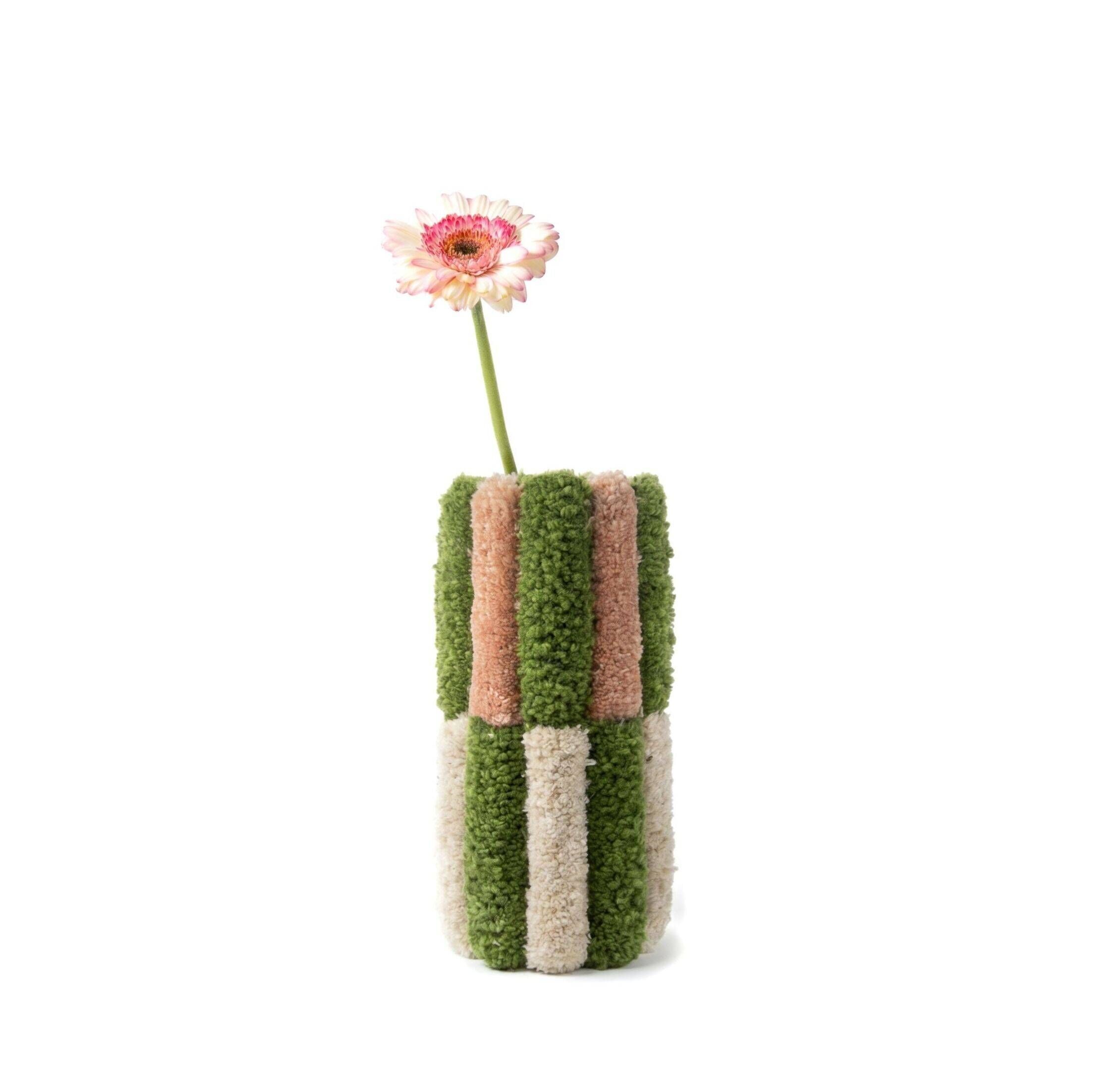 Vase Damier Vert & Rose