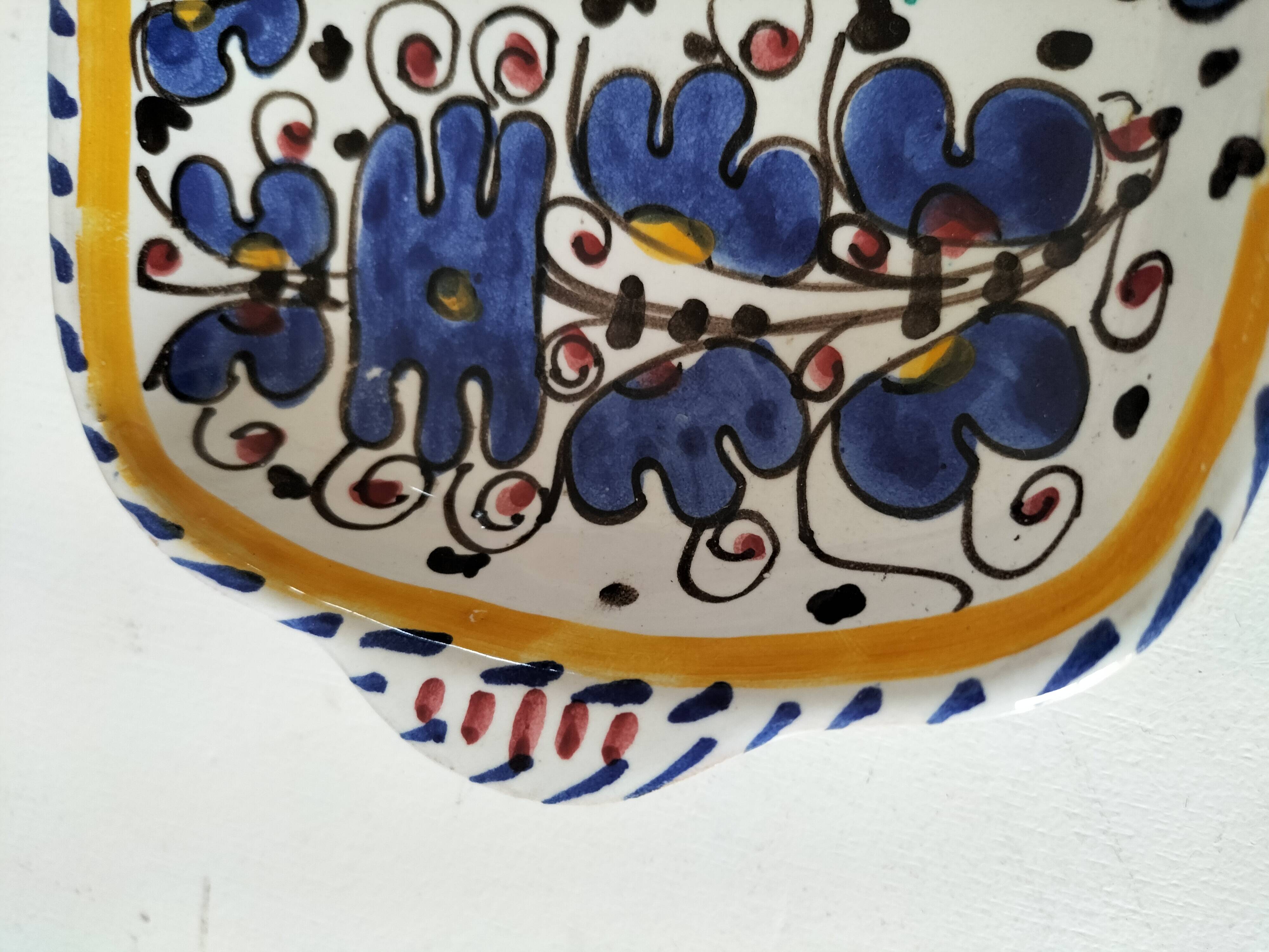 Small earthenware dish with rooster decoration – Portugal, hand-painted