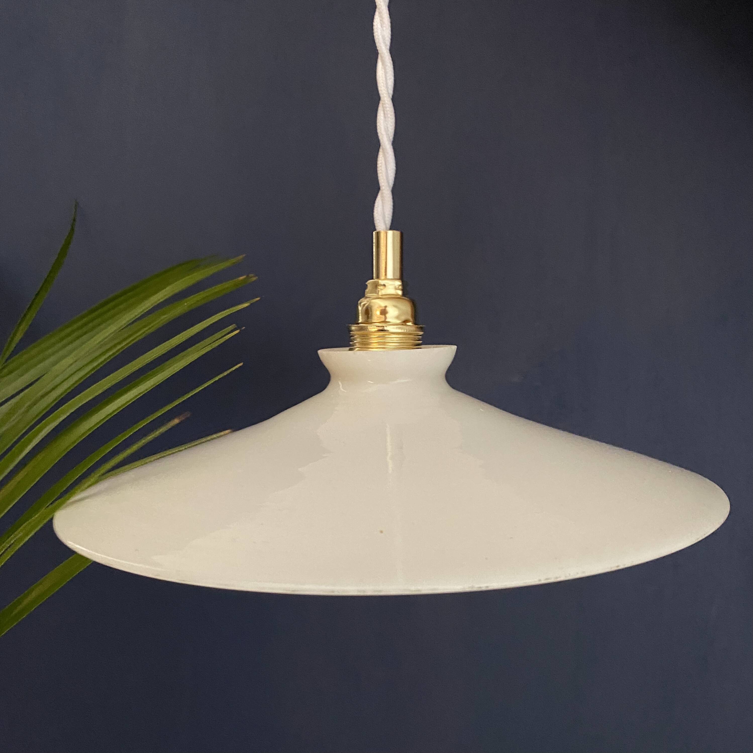 Vintage white opaline pendant light