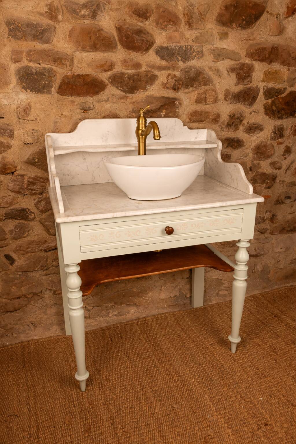 Antique sage green washstand