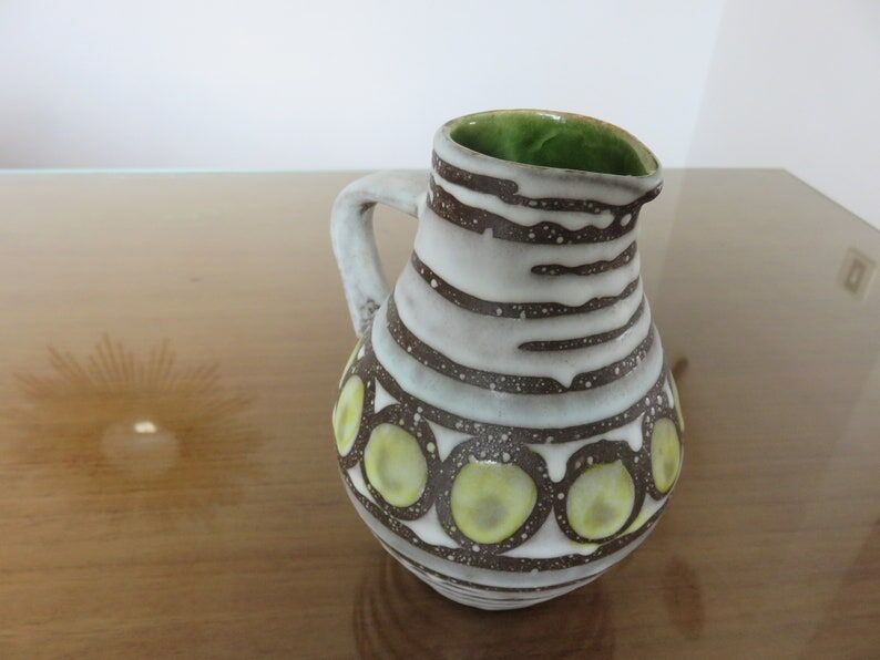 Green and grey ceramic pitcher 60s