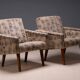 Pair of mid-century upholstered armchairs with floral fabric, Czechoslovakia, 65 × 75 × 85 cm