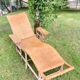 Old rattan chaise longue 20th century