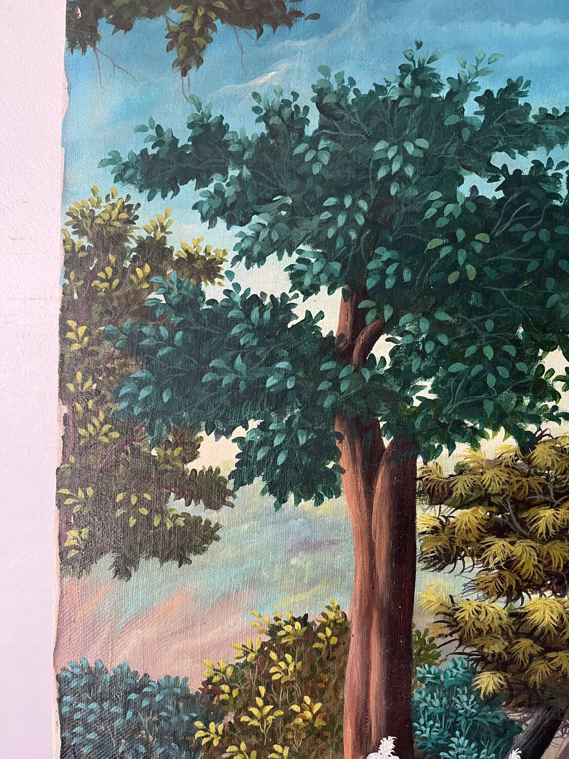 Soldiers and horses lost in the forest, signed