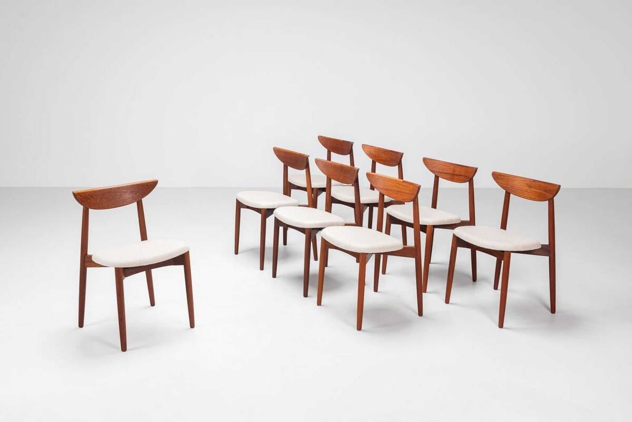 Harry Ostergaard set of eight dining chairs in teak Randers Denmark 1960