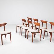 Harry Ostergaard set of eight dining chairs in teak Randers Denmark 1960
