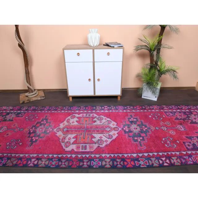 Couloir en laine turc Oushak vintage fait main 122x355