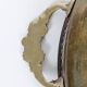Vintage decorative brass tray, pierced edge and floral handles.