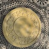 Underside, glazed ceramic, slurry, ivy frieze and rabbit pattern, Vintage