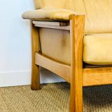 Salon complet en cuir camel 1960