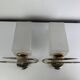 Pair of 1950s wall lights in brass and opaline tulips, Lunel Arlus