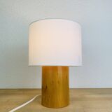 Vintage wooden cylinder lamp by IMT Italy, 1980s