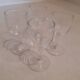 Set of 4 small stemmed glasses for strong alcohol.