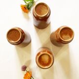 Glazed terracotta cups, speckled effects