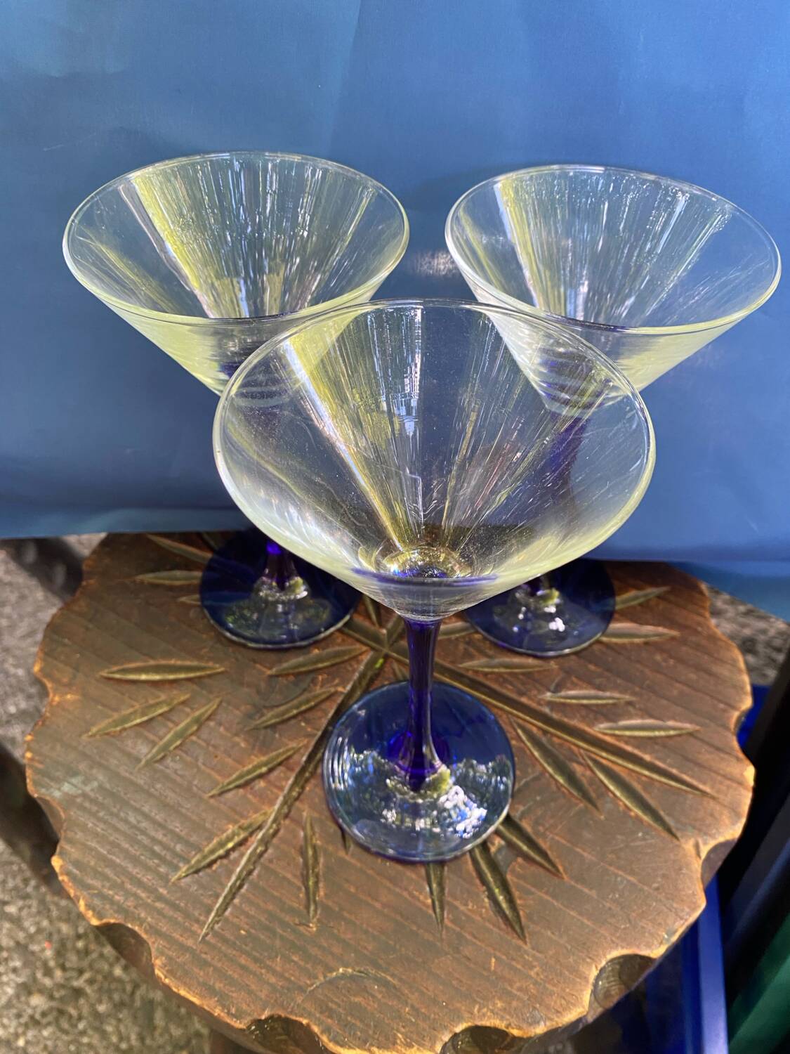 Trio de verres à pied bleu Luminarc