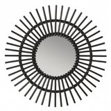 Round mirror shaped sun in rattan