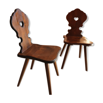Pair of Alsatian brutalist chairs.