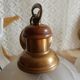 Pair of frosted glass flower pendant lights with vintage wood and brass