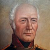 Peinture à l'huile d'un soldat antique du XIXe siècle en uniforme militaire