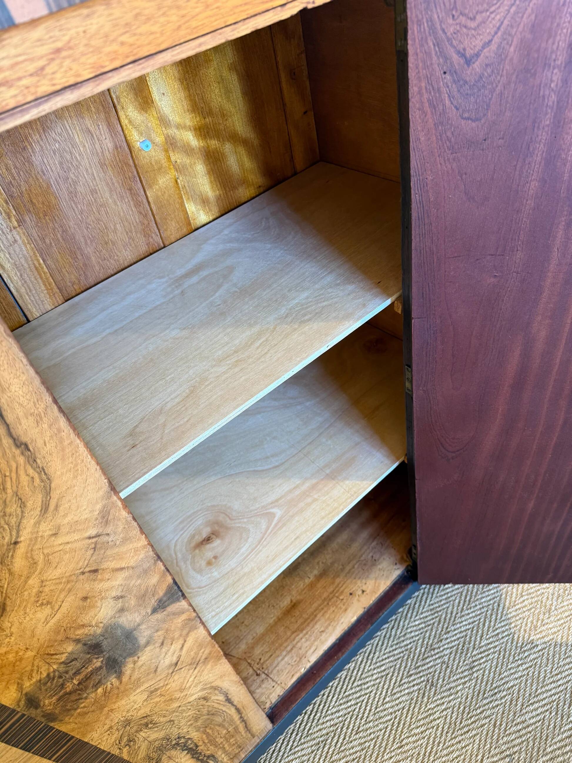 Vintage art deco storage furniture (dresser, wardrobe) in burr walnut