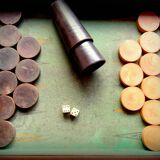Ancient and rare complete backgammon game of the nineteenth