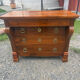 Restoration period walnut chest of drawers with a scroll handle