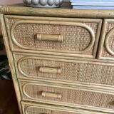 Charming rattan and bamboo chest of drawers.