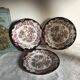 Set of 3 Antique Sarreguemines Dessert Plates: Hand-Painted Floral Ceramic