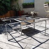 Chrome metal coffee table and mirrors