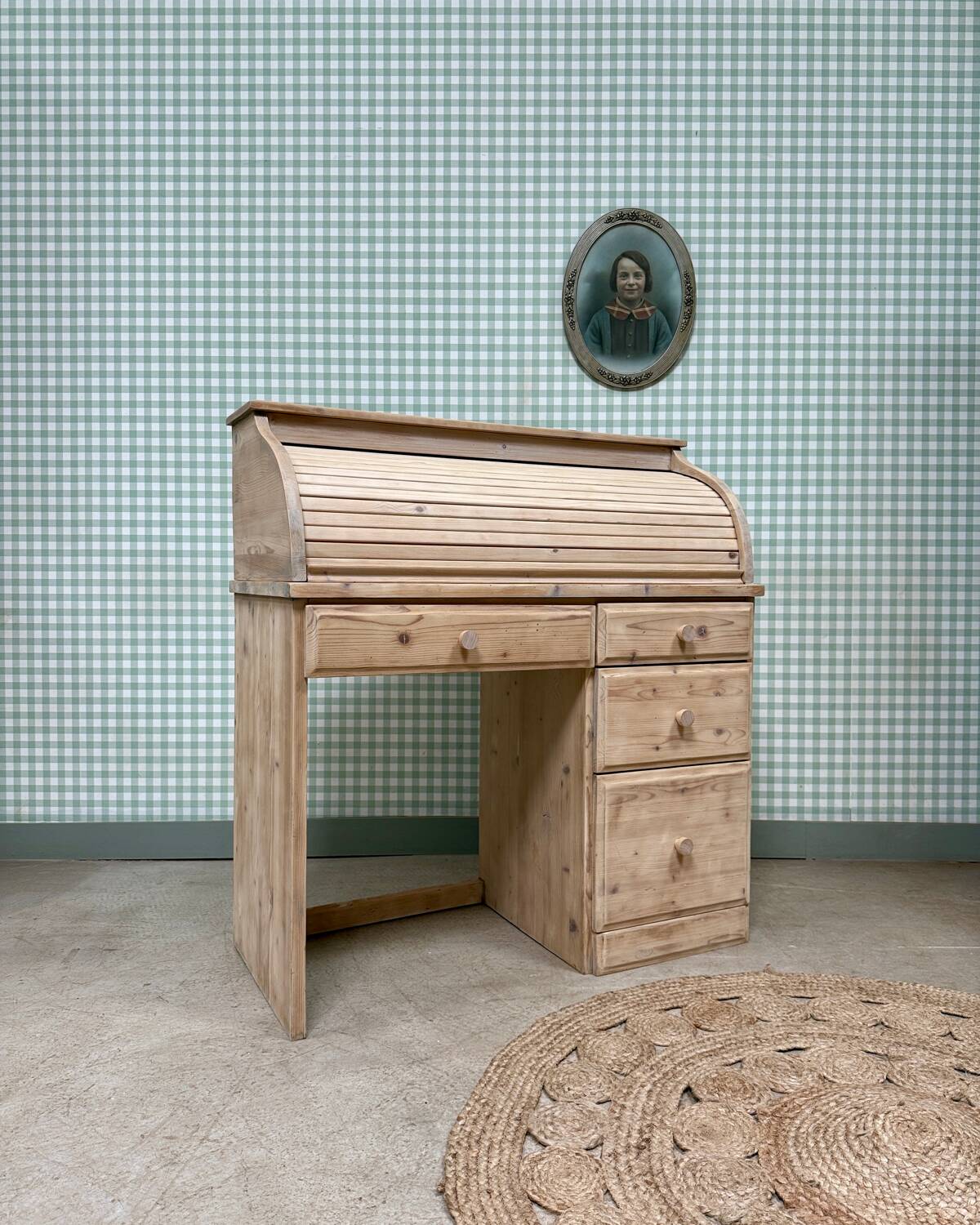 Bureau à rideau vintage, rénové