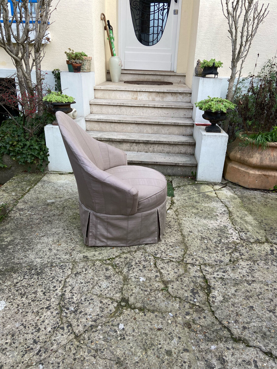 Vintage canvas toad armchair 1970